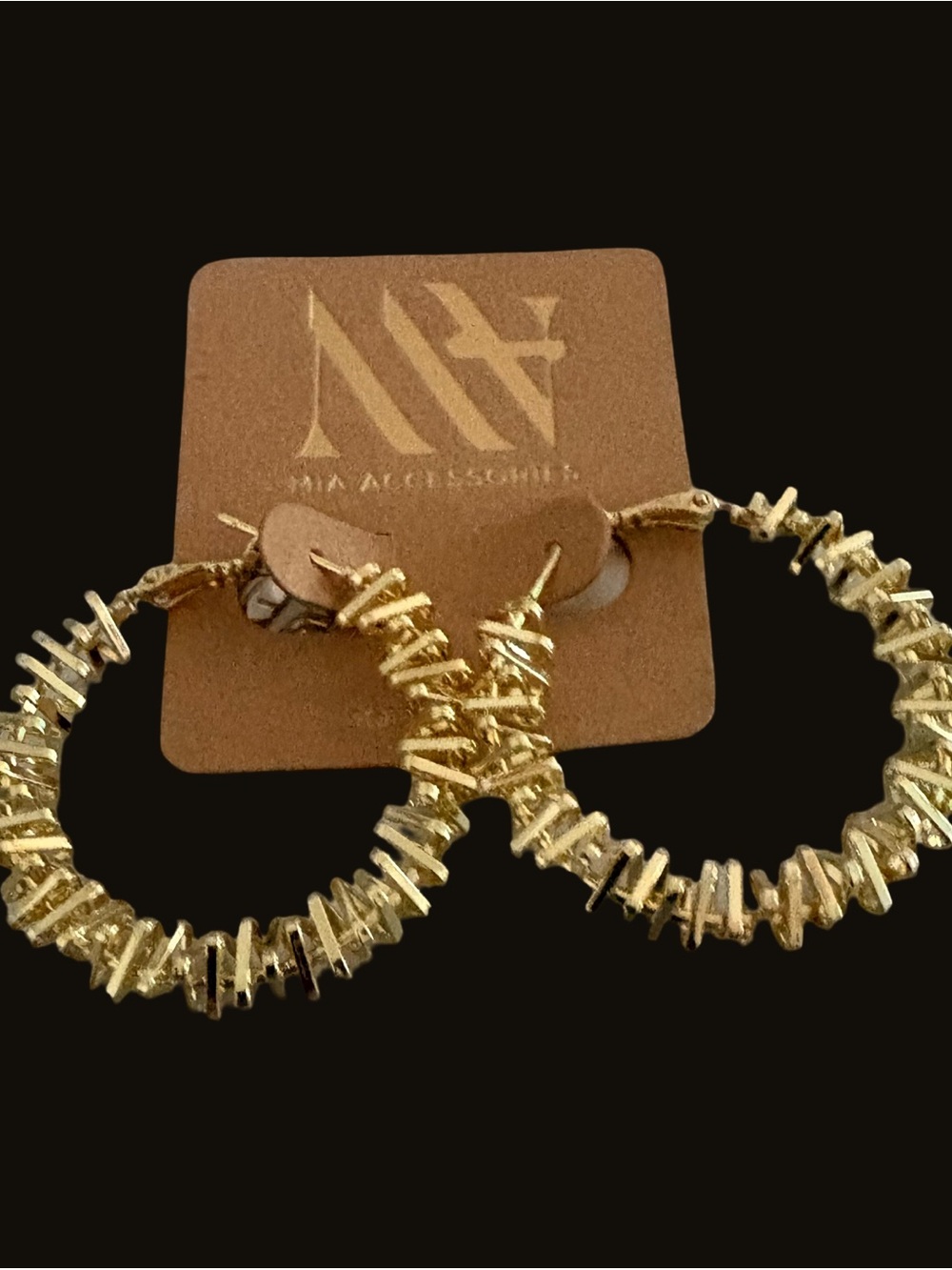 18K Gold Plated Textured Hoop Earrings – Waterproof Stainless Steel